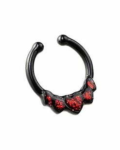 Best Pirce 👍 Red CZ Heart Black Fake Septum Ring ✨ -Playboy Shop 03996675 c