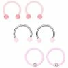 New π Multi-Pack CZ Pink and White Horseshoe Rings and Captive Rings 3 Pair - 16 Gauge 𧨠2 New π Multi-Pack CZ Pink and White Horseshoe Rings and Captive Rings 3 Pair - 16 Gauge 𧨠-Playboy Shop 03996766 a
