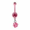 Hot Sale ✔️ Pink CZ Dice Dangle Belly Ring - 14 Gauge 🤩