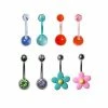 Best Pirce ✔️ Multi-Pack CZ Multi-Color Flower Belly Rings 8 Pack - 14 Gauge ⌛ -Playboy Shop 03997111 a