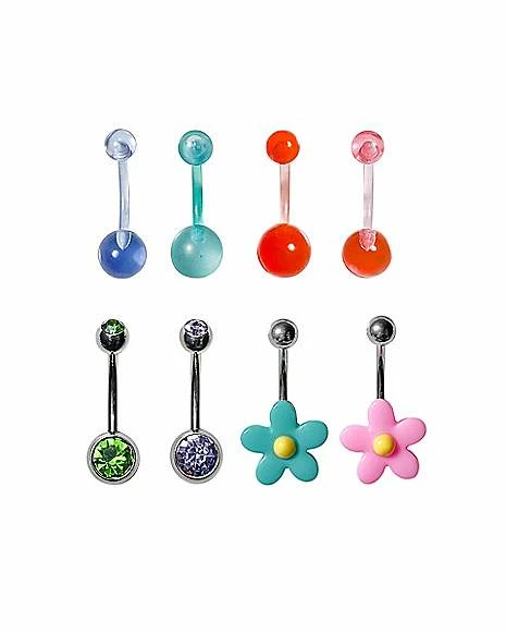 Best Pirce ✔️ Multi-Pack CZ Multi-Color Flower Belly Rings 8 Pack - 14 Gauge ⌛ 3 Best Pirce ✔️ Multi-Pack CZ Multi-Color Flower Belly Rings 8 Pack - 14 Gauge ⌛
