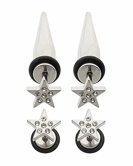 Best Pirce π₯ Multi-Pack CZ Star Fake Tapers and Plugs 2 Pair - 18 Gauge β¨ 3 Best Pirce π₯ Multi-Pack CZ Star Fake Tapers and Plugs 2 Pair - 18 Gauge β¨
