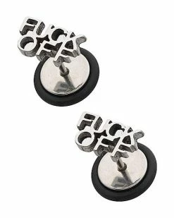 Cheapest 😍 Silvertone Fuck Off Fake Plugs - 18 Gauge ⭐ -Playboy Shop 03998739 b