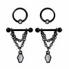 Promo 🤩 Multi-Pack Black CZ Coffin Captive Rings and Chain Dangle Nipple Barbells 2 Pair - 14 Gauge ❤️ -Playboy Shop 03999265 a