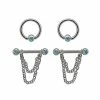 Coupon 🧨 CZ Blue Captive Bead Rings and Chain Dangle Nipple Barbells 2 Pair - 14 Gauge 😍 -Playboy Shop 03999273 a