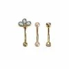 Flash Sale 🧨 Multi-Pack CZ Opal-Effect Sand Blast Curved Barbells 3 Pack - 16 Gauge 🛒 -Playboy Shop 03999307 a
