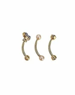 Flash Sale 🧨 Multi-Pack CZ Opal-Effect Sand Blast Curved Barbells 3 Pack - 16 Gauge 🛒 -Playboy Shop 03999307 b