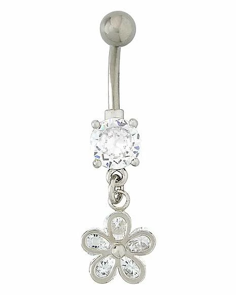 Top 10 π₯ CZ Flower Titanium Dangle Belly Ring - 14 Gauge π 3 Top 10 π₯ CZ Flower Titanium Dangle Belly Ring - 14 Gauge π