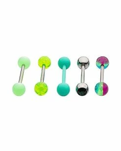 Best reviews of 👍 Multi-Pack Green Teal Silver Barbells 5 Pack - 14 Gauge 💯