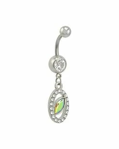 Best Sale 🌟 CZ Aurora Borealis Effect Dangle Belly Ring - 14 Gauge 💯 -Playboy Shop 03999661 b