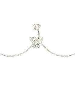 Brand new ✨ CZ Double Butterfly Chain Belly Ring - 14 Gauge 🎉 -Playboy Shop 03999711 b