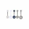 Deals 💯 Multi-Pack CZ White Gray and Silvertone Belly Rings 5 Pack - 14 Gauge 🎁 -Playboy Shop 03999976 a