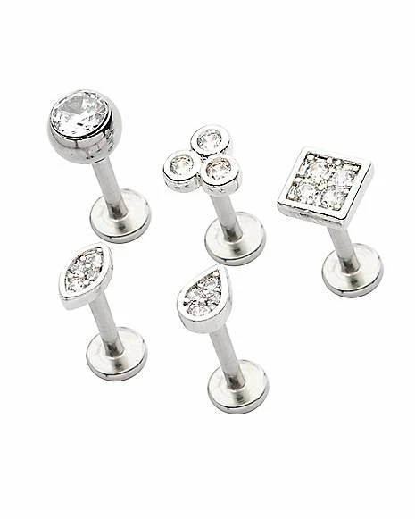 Cheapest π₯° Multi-Pack CZ Shapes Labret Lip Rings 5 Pack - 16 Gauge π― 4 Cheapest π₯° Multi-Pack CZ Shapes Labret Lip Rings 5 Pack - 16 Gauge π― - Image 2