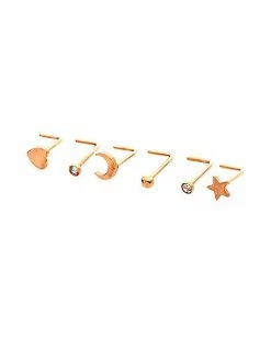Brand new β Multi-Pack CZ Gold Plated Moon Star and Heart L-Bend Nose Rings 6 Pack - 20 Gauge π 9 Brand new β Multi-Pack CZ Gold Plated Moon Star and Heart L-Bend Nose Rings 6 Pack - 20 Gauge π -Playboy Shop 04100319 b