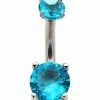 Discount 👍 CZ Teal Double Gem Belly Ring - 14 Gauge 🤩 -Playboy Shop 04100335 a