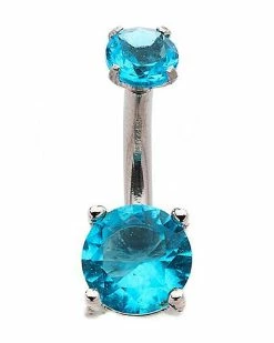 Discount 👍 CZ Teal Double Gem Belly Ring - 14 Gauge 🤩