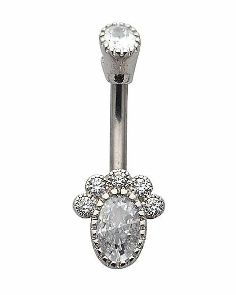Best Sale π CZ Cluster Double Gem Belly Ring - 14 Gauge π 3 Best Sale π CZ Cluster Double Gem Belly Ring - 14 Gauge π