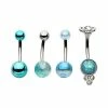 Discount 🔔 Multi-Pack CZ Teal Belly Rings 4 Pack - 14 Gauge 😍 -Playboy Shop 04100376 a