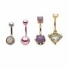 Cheapest 👏 Multi-Pack CZ Cluster Purple and Pink Belly Rings 4 Pack - 14 Gauge 😀 -Playboy Shop 04100384 a