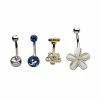 Best Pirce ❤️ Multi-Pack CZ Flower and Splatter Belly Rings 4 Pack - 14 Gauge 🥰 -Playboy Shop 04100392 a