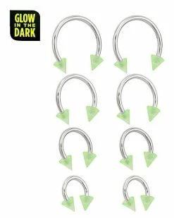Buy 👍 Multi-Pack Glow in the Dark Green Horseshoe Rings 4 Pair - 16 Gauge 😀 -Playboy Shop 04100418 b
