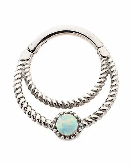 Top 10 π Opal-Effect Septum Ring - 16 Gauge π 3 Top 10 π Opal-Effect Septum Ring - 16 Gauge π