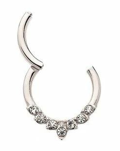 Cheap 🌟 CZ Silvertone Leaf Hinged Septum Ring - 16 Gauge 👍 -Playboy Shop 04100640 b