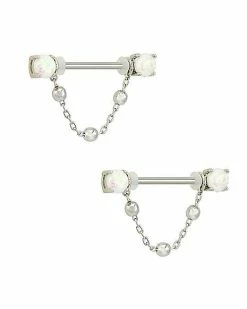 Cheapest 🎉 CZ Opal-Effect Chain Dangle Nipple Shields - 14 Gauge 👏 -Playboy Shop 04100681 b