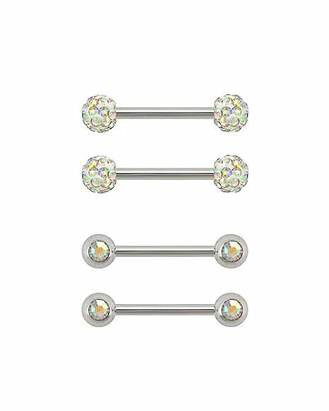 Outlet π Multi-Pack Pave CZ Titanium Nipple Barbells 2 Pair - 14 Gauge 𧨠3 Outlet π Multi-Pack Pave CZ Titanium Nipple Barbells 2 Pair - 14 Gauge π§¨