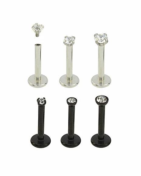 Wholesale β€οΈ Multi-Pack Prong CZ Black Labret Lip Rings 6 Pack - 16 Gauge π 4 Wholesale β€οΈ Multi-Pack Prong CZ Black Labret Lip Rings 6 Pack - 16 Gauge π - Image 2