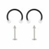Best Sale 🎁 Multi-Pack Glitter Horseshoe Rings and Silvertone Labret Lip Rings 4 Pack - 16 Gauge 🎉 -Playboy Shop 04100871 a