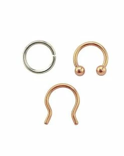 Top 10 🎁 Multi-Pack Rose Goldtone and Silvertone Septum Rings and Retainer 3 Pack - 16 Gauge 🌟