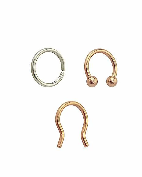 Top 10 π Multi-Pack Rose Goldtone and Silvertone Septum Rings and Retainer 3 Pack - 16 Gauge π 4 Top 10 π Multi-Pack Rose Goldtone and Silvertone Septum Rings and Retainer 3 Pack - 16 Gauge π - Image 2