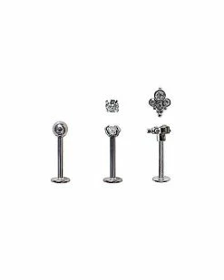 Brand new 🌟 Multi-Pack CZ Cluster Labret Lip Rings 3 Pack - 16 Gauge 💯