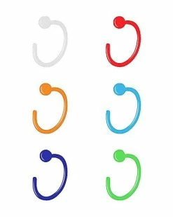 Outlet 🔔 Multi-Pack Bioflex Multi-Color Half Hoop Nose Rings 6 Pack - 20 Gauge 🥰