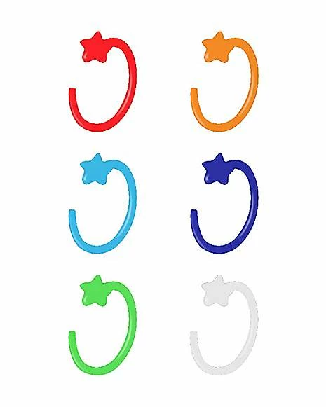 Buy π Multi-Pack Bioflex Multi-Color Star Half Hoop Nose Rings 6 Pack - 20 Gauge βοΈ 3 Buy π Multi-Pack Bioflex Multi-Color Star Half Hoop Nose Rings 6 Pack - 20 Gauge βοΈ