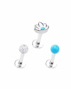 Promo ⭐ Multi-Pack Lotus Cartilage Earrings 3 Pack - 16 Gauge 💯 -Playboy Shop 04101390 c