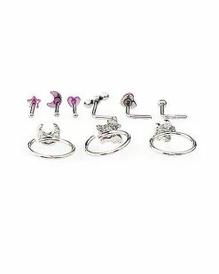Buy 🛒 Multi-Pack Pink Spring Hoop Nose Rings L-Bend Nose Rings and Pin Nose Rings 9 Pack - 20 Gauge 😀 -Playboy Shop 04101747 d