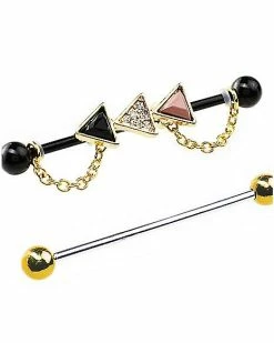 Cheap π Multi-Pack CZ Black and Goldtone Triangle Chain Industrial Barbells 2 Pack - 14 Gauge β€οΈ 8 Cheap π Multi-Pack CZ Black and Goldtone Triangle Chain Industrial Barbells 2 Pack - 14 Gauge β€οΈ -Playboy Shop 04101945 c