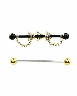 Cheap π Multi-Pack CZ Black and Goldtone Triangle Chain Industrial Barbells 2 Pack - 14 Gauge β€οΈ 9 Cheap π Multi-Pack CZ Black and Goldtone Triangle Chain Industrial Barbells 2 Pack - 14 Gauge β€οΈ -Playboy Shop 04101945 d