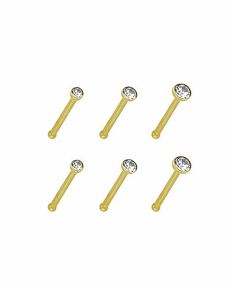 Best Pirce π Multi-Pack Round CZ Goldtone Titanium Bone Nose Rings 6 Pack - 20 Gauge π 3 Best Pirce π Multi-Pack Round CZ Goldtone Titanium Bone Nose Rings 6 Pack - 20 Gauge π