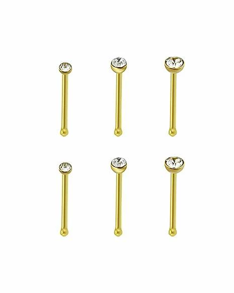 Best Pirce π Multi-Pack Round CZ Goldtone Titanium Bone Nose Rings 6 Pack - 20 Gauge π 4 Best Pirce π Multi-Pack Round CZ Goldtone Titanium Bone Nose Rings 6 Pack - 20 Gauge π - Image 2
