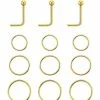 Coupon 🤩 Multi-Pack Goldtone L-Bend and Hoop Nose Rings 12 Pack - 20 Gauge 🥰 -Playboy Shop 04102539 a