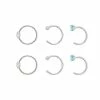 Deals 🎁 Multi-Pack Blue CZ Hoop Nose Rings and Half Hoop Nose Rings 6 Pack - 20 Gauge 🎉 -Playboy Shop 04102554 a