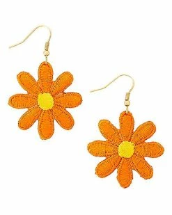 Outlet 😀 Orange Daisy Dangle Earrings 🎉