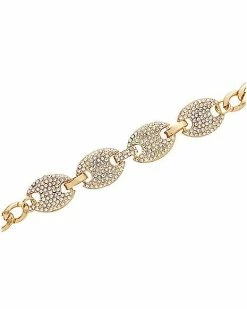 Wholesale 😉 Cluster CZ Goldtone Curb Chain Bracelet ✨ -Playboy Shop 04109336 b