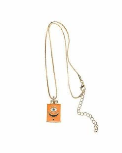Wholesale 🛒 Goldtone Orange Evil Eye Pendant Necklace 🥰