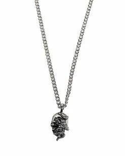 Best Pirce 😉 Snake Skull Pendant Silvertone Chain Necklace 😀