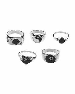 Best reviews of ❤️ Multi-Pack Yin Yang Heart 8 Ball Rings - 5 Pack 🛒