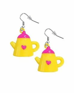 Flash Sale 🔥 Yellow and Pink Teapot Dangle Earrings 😀